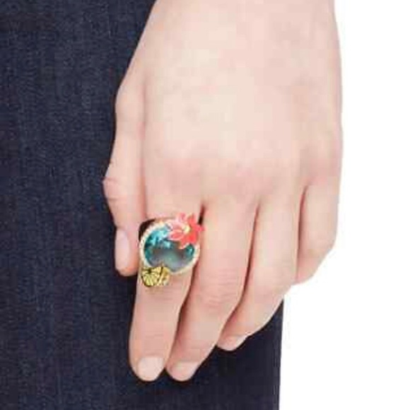NWT KATE SPADE Out Of Office Cocktail Margarita Lime Flower Statement Ring - Picture 6 of 6